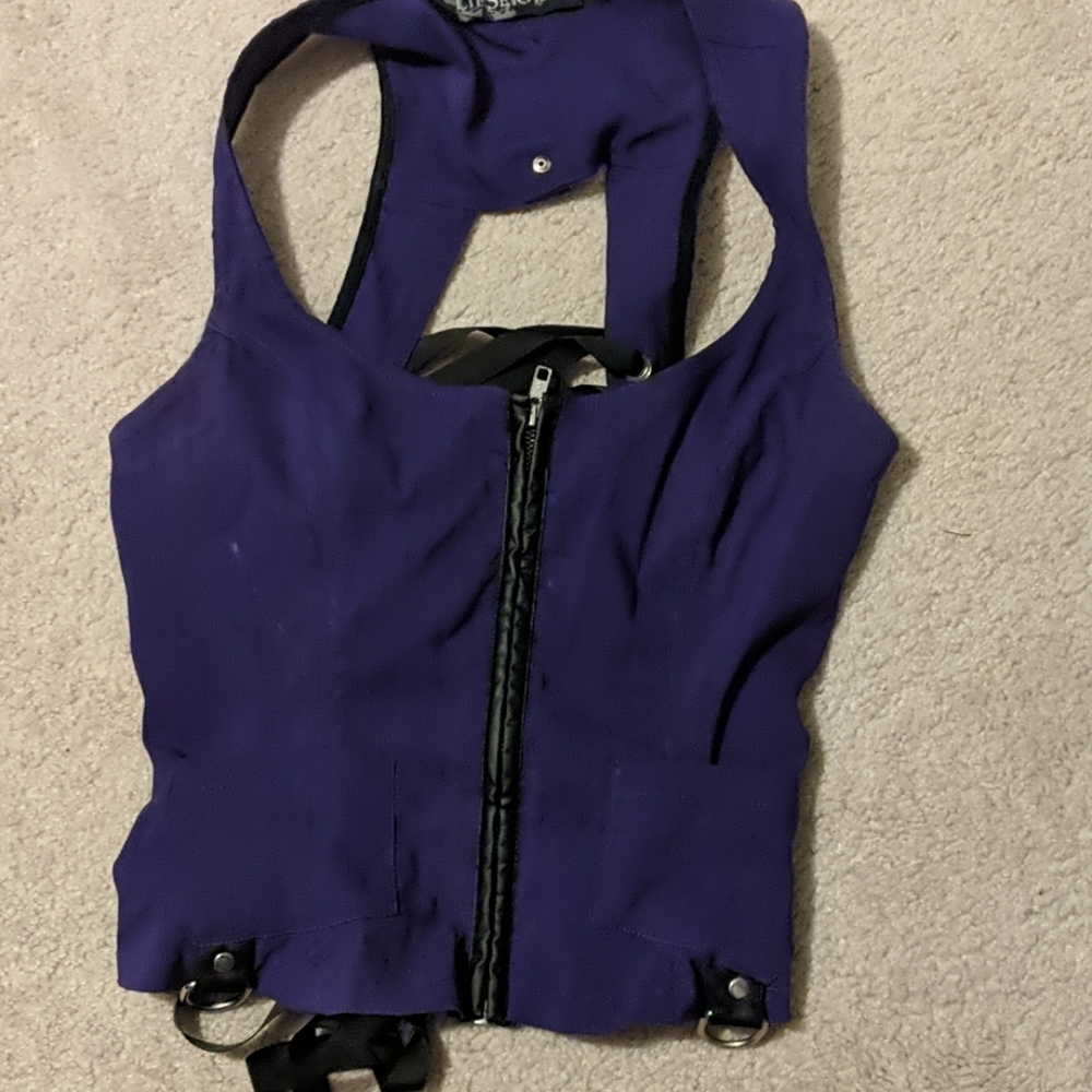 Lip service zip up corset like shirt